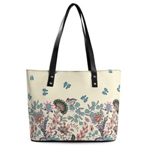 womens handbag flowers and butterfly pattern leather tote bag top handle satchel bags for lady