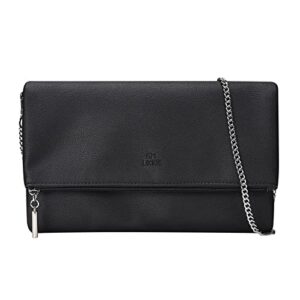 gm likkie clutch purse for women, large envelope clutch handbag, crossbody foldover pu leather clutches bag (black)