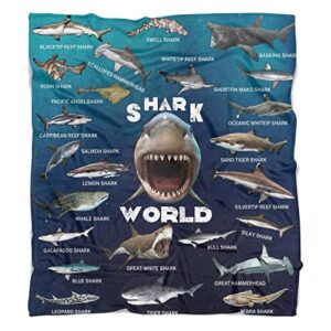 Shark Blanket for Boys Kids Girls Baby Adult Shark Gifts for Shark Lovers Soft Flannel Throw Blanket for Sofa Bed Couch, 60x50 Inch