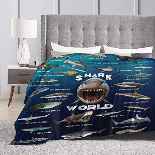 Shark Blanket for Boys Kids Girls Baby Adult Shark Gifts for Shark Lovers Soft Flannel Throw Blanket for Sofa Bed Couch, 60x50 Inch