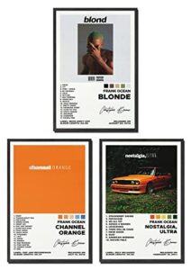bkioqoh a set of 3 canvas posters,frank ocean poster blonde poster channel orange poster, album aesthetics 3 piece set,8x12in canvas prints unframed set of 3