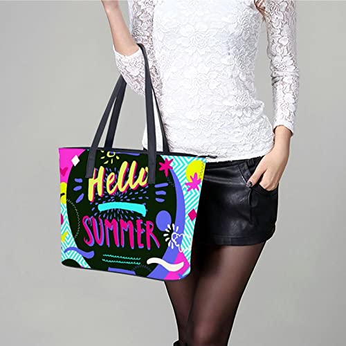 Womens Handbag Hello Summer Leather Tote Bag Top Handle Satchel Bags For Lady