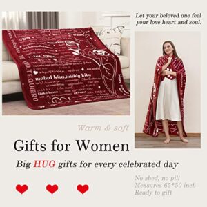 Gifts for Mom, I Love You Blanket 100 Languages Soft Fleece Blanket Mom Gifts from Daughter Son Valentines Day Gifts for Women Wife Birthday Gift Throw Blanket 65”x 50”