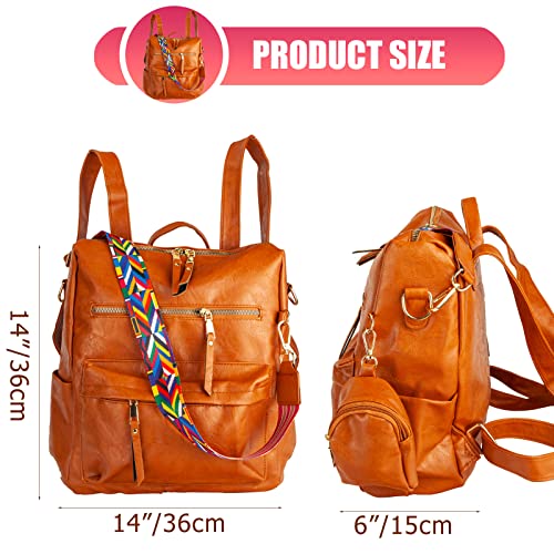 Backpack Purse for Women PU Leather Handbag Fashion Shoulder Purse Cute Lady Travel Bag with Adjustable Straps (Brown)