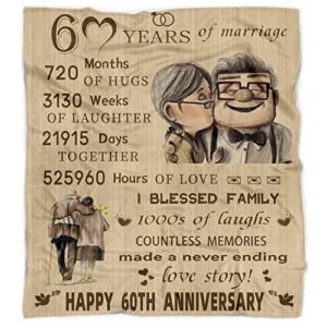 ZORKET 60th Wedding Anniversary Blanket Gifts for Couple Parents Ideas 60"x50"