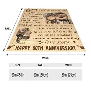 ZORKET 60th Wedding Anniversary Blanket Gifts for Couple Parents Ideas 60"x50"