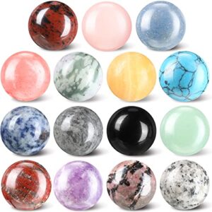 nuenen 15 pcs gemstone sphere balls crystals bulk 1 inch polished crystal sphere bulk multi-style witch ball stones gemstones sphere pocket palm crystals for wicthcraft meditation reiki balancing