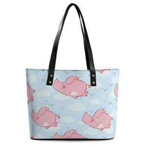 womens handbag pigs pattern leather tote bag top handle satchel bags for lady
