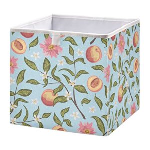kigai lemon peach cube storage bins – 11x11x11 in large foldable storage basket fabric storage baskes organizer for toys, books, shelves, closet, home decor