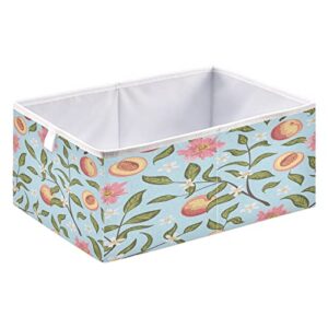 Kigai Lemon Peach Cube Storage Bins - 11x11x11 In Large Foldable Storage Basket Fabric Storage Baskes Organizer for Toys, Books, Shelves, Closet, Home Decor