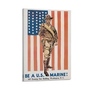 vintage posters world war i recruitment poster for the united states marine corps c1918 by james mon canvas wall art prints for wall decor room decor bedroom decor gifts 20x30inch(50x75cm) frame-sty