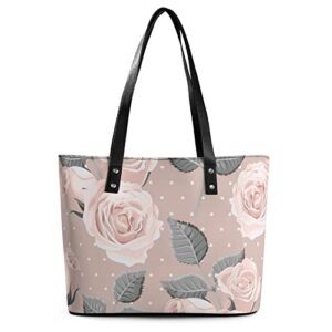womens handbag roses pattern leather tote bag top handle satchel bags for lady