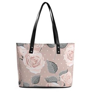 Womens Handbag Roses Pattern Leather Tote Bag Top Handle Satchel Bags For Lady