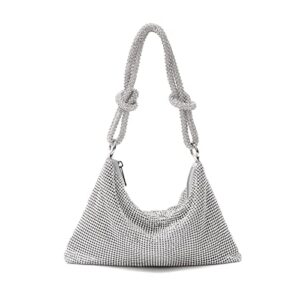 YDSIII, Rhinestone Purse Silver Purse Glitter Rhinestone Purse Crystal Evening Bag Clutch Handbag Party Club Prom Bling Wedding Purse