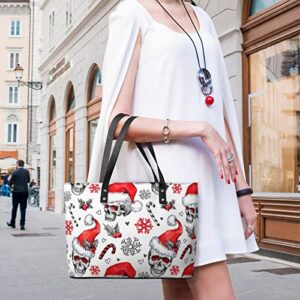 Womens Handbag Skull Pattern Christmas Snowflakes Leather Tote Bag Top Handle Satchel Bags For Lady