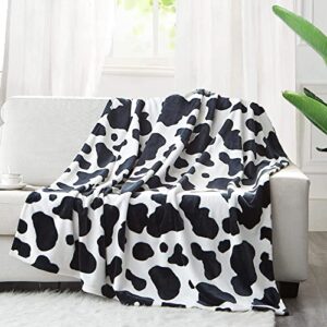 cow print blanket super soft blanket plush blanket for all-season, throws for daughter adults students teen, black, 50″x60″