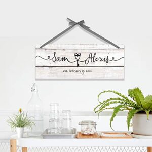 couples personalized wall sign custom keepsake home decor custom wedding engagement anniversary valentines gift for bride groom wife husband 15×5.7
