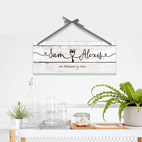 Couples Personalized Wall Sign Custom Keepsake Home Decor Custom Wedding Engagement Anniversary Valentines Gift for Bride Groom Wife Husband 15x5.7