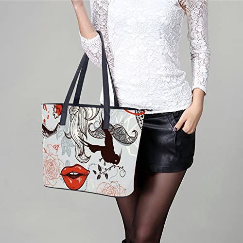 Womens Handbag Rose Flower Bird Leather Tote Bag Top Handle Satchel Bags For Lady