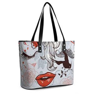 Womens Handbag Rose Flower Bird Leather Tote Bag Top Handle Satchel Bags For Lady