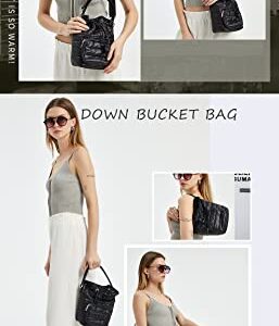 Bucket Bag Puffer Tote Bag Fashion Quilted Crossbody Bag for Women Puffy Purse Messenger Handbags Down Padded Shoulder Bag (white)