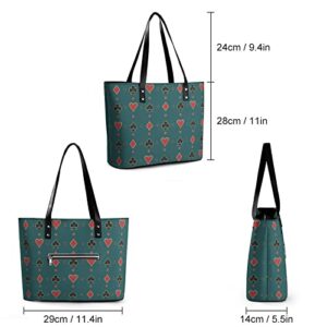 Womens Handbag Cards Pattern Leather Tote Bag Top Handle Satchel Bags For Lady