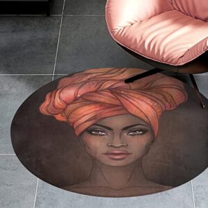 african pretty girl round area rug black woman circular rug circle floor carpet non-slip absorbent mat for kitchen living room bedroom decoration