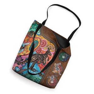 Kangaroo Aboriginal Australian-Leather-Zipper Art Tote Bag