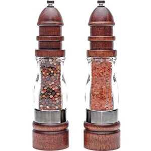 JGATW Pepper Grinder Salt and Pepper Shakers ，Adjustable Coarseness，Wood and Acrylic Salt and Pepper Grinder Set Pepper Salt Grinder (Color : 2pc, Size : 22 * 5.5cm)