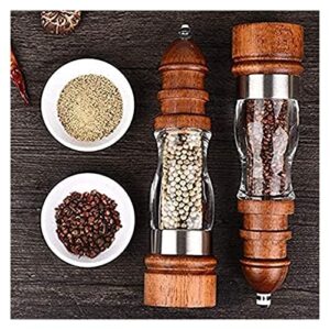 JGATW Pepper Grinder Salt and Pepper Shakers ，Adjustable Coarseness，Wood and Acrylic Salt and Pepper Grinder Set Pepper Salt Grinder (Color : 2pc, Size : 22 * 5.5cm)