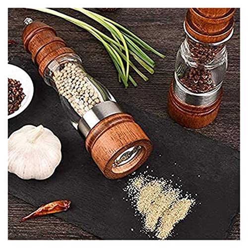 JGATW Pepper Grinder Salt and Pepper Shakers ，Adjustable Coarseness，Wood and Acrylic Salt and Pepper Grinder Set Pepper Salt Grinder (Color : 2pc, Size : 22 * 5.5cm)