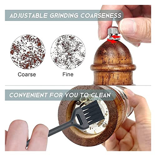 JGATW Pepper Grinder Salt and Pepper Shakers ，Adjustable Coarseness，Wood and Acrylic Salt and Pepper Grinder Set Pepper Salt Grinder (Color : 2pc, Size : 22 * 5.5cm)