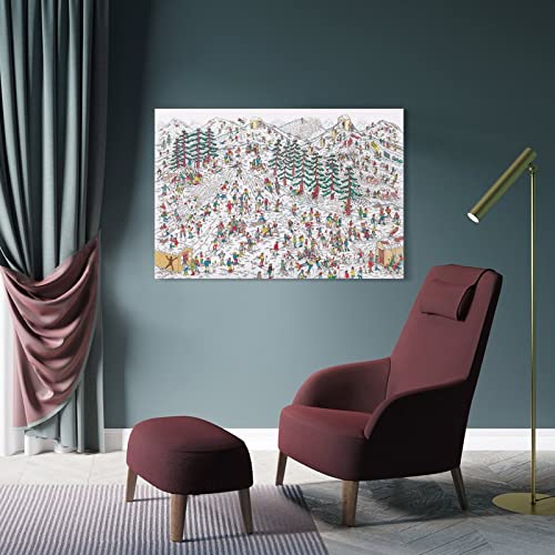 Wheres Waldo Ski Slopes Wally Handford Children Artwork Poster Painting Print on Canvas Bedroom Wall -YangTing 24x36inch(60x90cm)