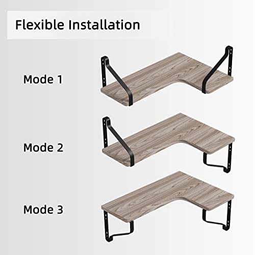 MOLYHOM Wood Floating Corner Shelves, Wall Shelves for Bedroom, 4 Sets of Wall Mounted Shelf.