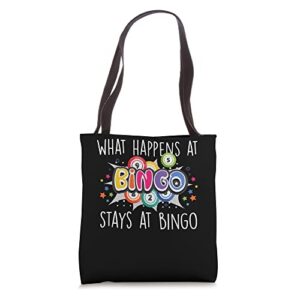 what happens at bigno stays at bingo gamble bingo tote bag