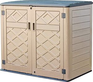 homspark horizontal storage shed weather resistance, multi-purpose outdoor storage box for backyards and patios, 38 cubic feet capacity for bike, lawnmower, trash cans, patio accessories(brown)