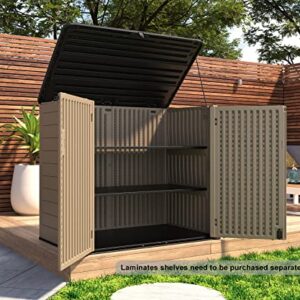 HOMSPARK Horizontal Storage Shed Weather Resistance, Multi-Purpose Outdoor Storage Box for Backyards and Patios, 38 Cubic Feet Capacity for Bike, Lawnmower, Trash Cans, Patio Accessories(Brown)