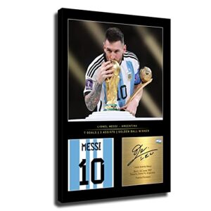 Lionel Messi Poster Soccer Superstar Poster 2022 Argentina World Cup Champion Canvas Wall Art Print for Fans Gift (B,16x24inch-Canvas)