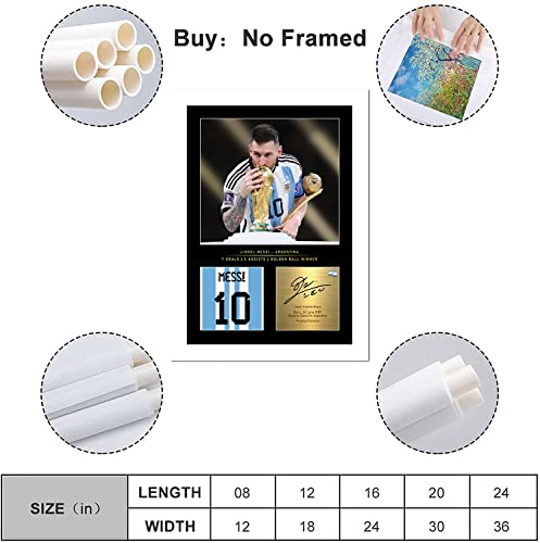 Lionel Messi Poster Soccer Superstar Poster 2022 Argentina World Cup Champion Canvas Wall Art Print for Fans Gift (B,16x24inch-Canvas)