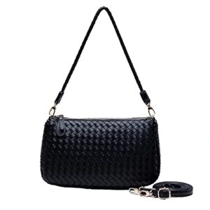 pododnoe shoulder bag underarm bag handbag trendy evening clutch purse (black)