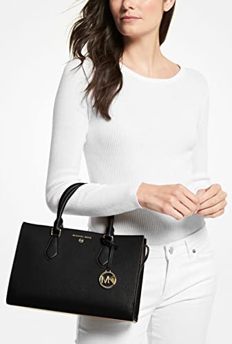 MICHAEL MICHAEL KORS Women's Valerie Pebbled Leather Satchel Cream, Medium