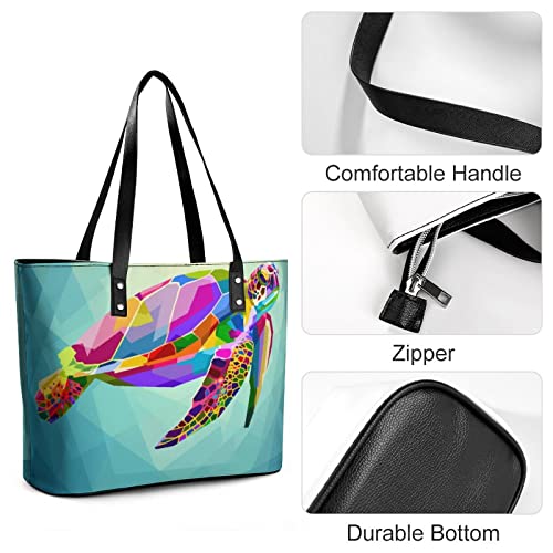 Womens Handbag Turtle Underwater Leather Tote Bag Top Handle Satchel Bags For Lady