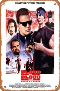 shvieiart movie poster retro metal sign blood in, blood out movie poster art classic movie posters wall art decor tin sign-8x12inch,multicolor