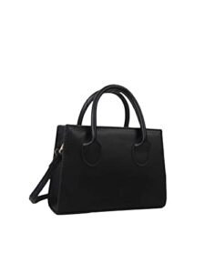 gorglitter women’s double handle satchel shoulder bag crossbody square bag purse handbag black one size