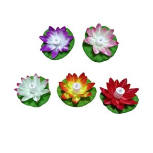 sewacc 5pcs artificiales para floating lily light pool floating flower led floating candle light water float lantern water lily floating pool decorations lantern lotus