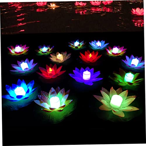 SEWACC 5pcs Artificiales para Floating Lily Light Pool Floating Flower LED Floating Candle Light Water Float Lantern Water Lily Floating Pool Decorations Lantern Lotus