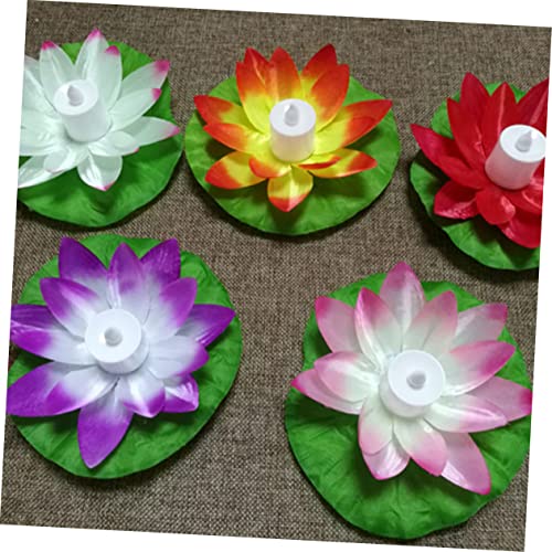 SEWACC 5pcs Artificiales para Floating Lily Light Pool Floating Flower LED Floating Candle Light Water Float Lantern Water Lily Floating Pool Decorations Lantern Lotus