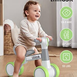 Lillilook Baby Balance Bike for Toddlers 1-3 Years Old, Riding Toys with 4 Wheels for Chilren Age 2, No Pedal Anti-Drop Baby Walker Bicycle, Kids First Bike Birthday Gift, for Boys Girls