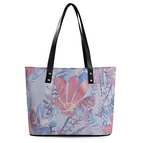 Womens Handbag Blossom Flowers Floral Pattern Leather Tote Bag Top Handle Satchel Bags For Lady