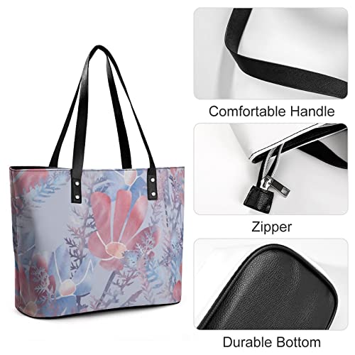 Womens Handbag Blossom Flowers Floral Pattern Leather Tote Bag Top Handle Satchel Bags For Lady